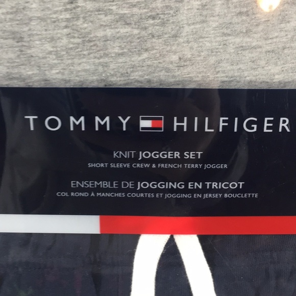 NWT Tommy Hilfiger Navy & Gray Knit Jogger Set PJs - Picture 2 of 4
